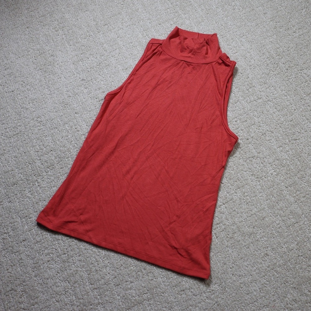 Universal Thread Womens Sleeveless Mock Neck Top Rust Red XS SS-061